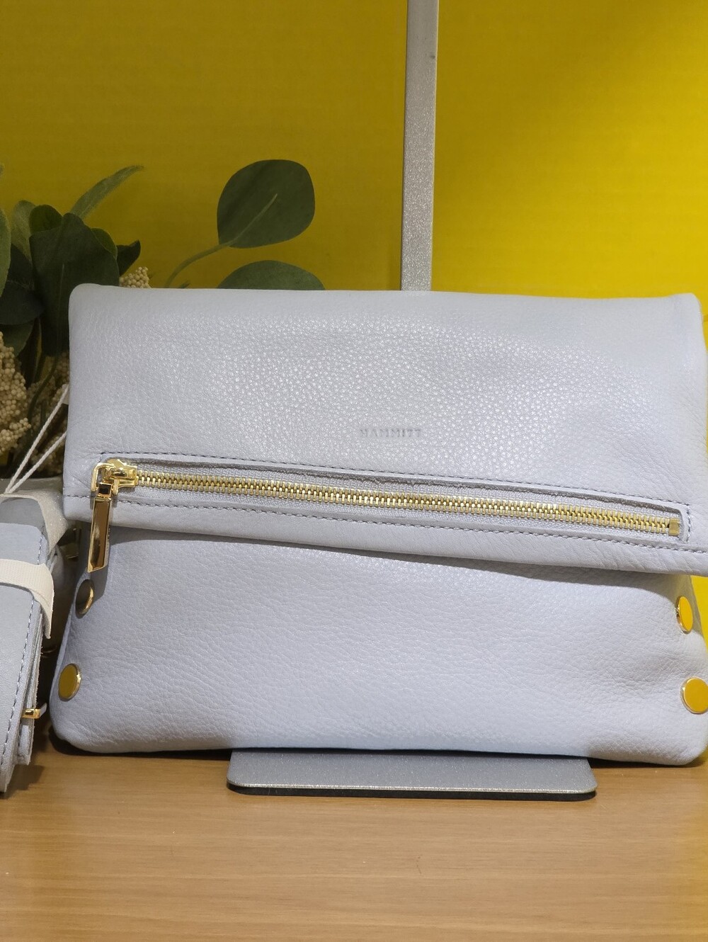 Hammirr MD Leather Vip Crossbody Clutch with Gold Zip
